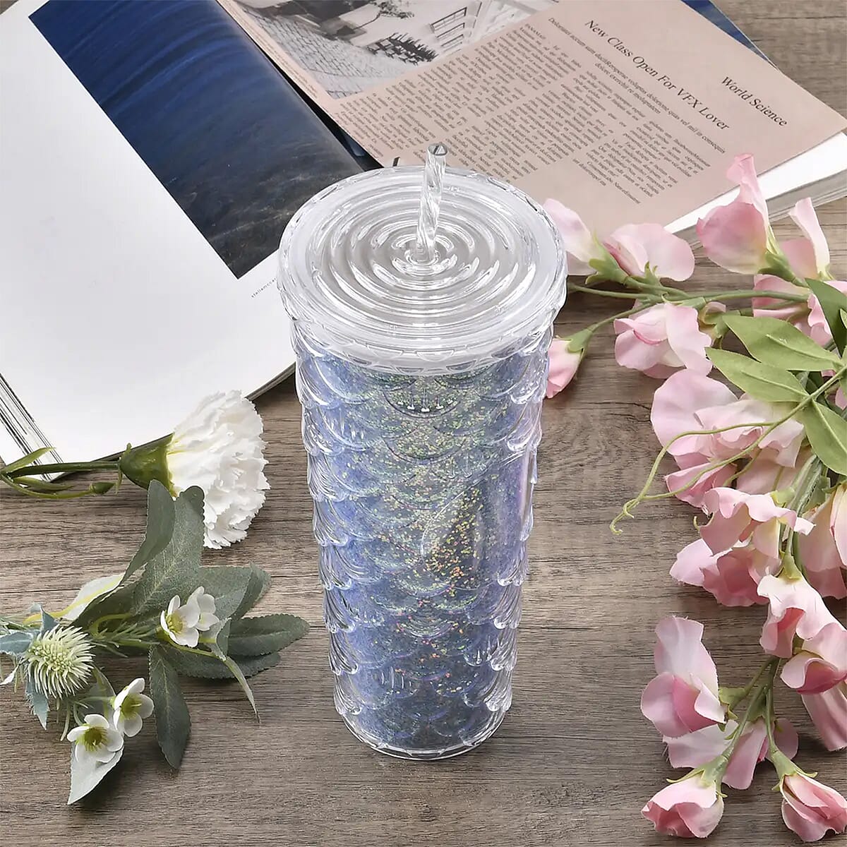 720ML Fish Scale Water Mug - Blue image number 1