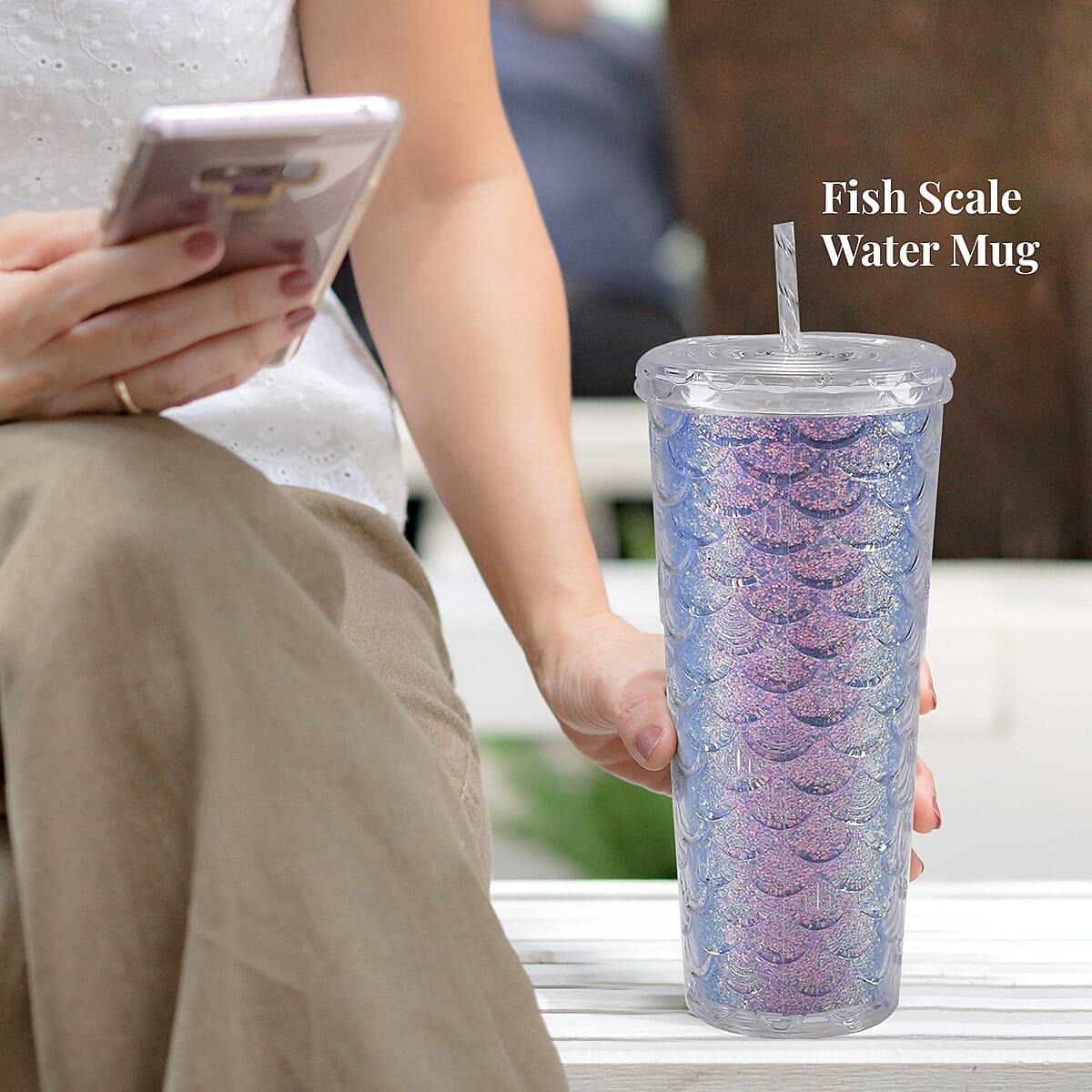 720ML Fish Scale Water Mug - Blue image number 2