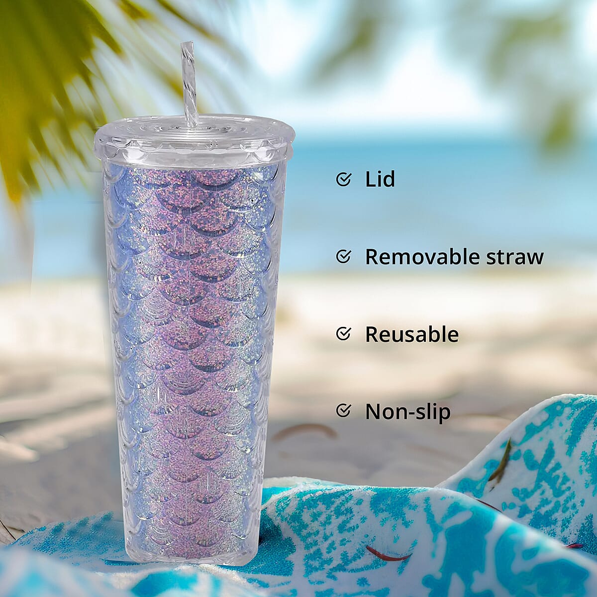 720ML Fish Scale Water Mug - Blue image number 4