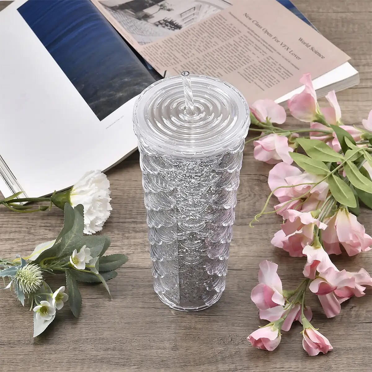 720ML Fish Scale Water Mug - Silver image number 1