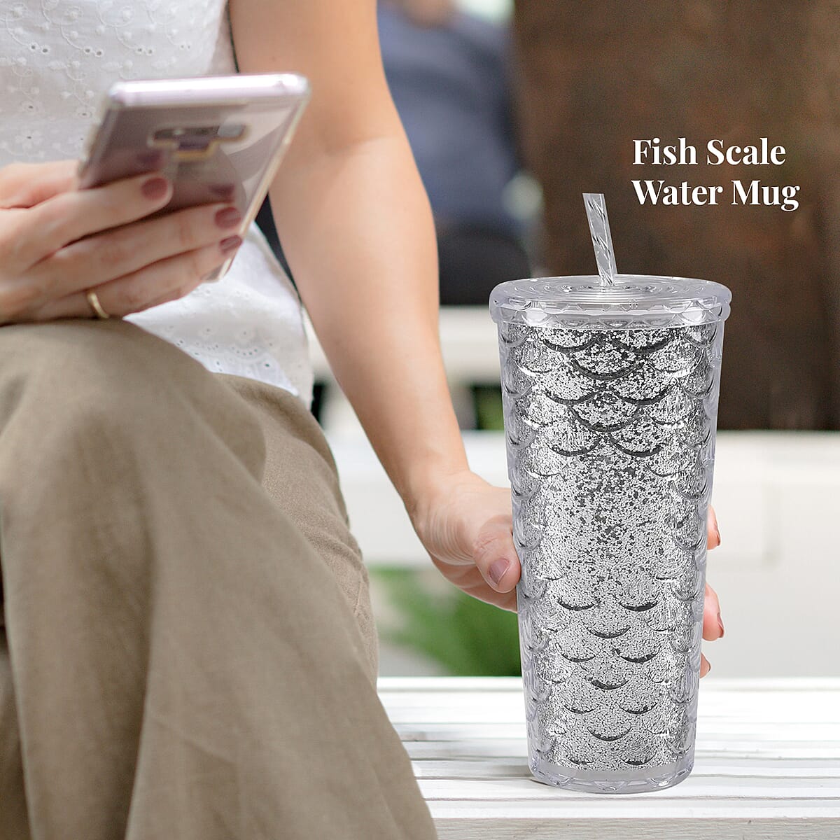 720ML Fish Scale Water Mug - Silver image number 2