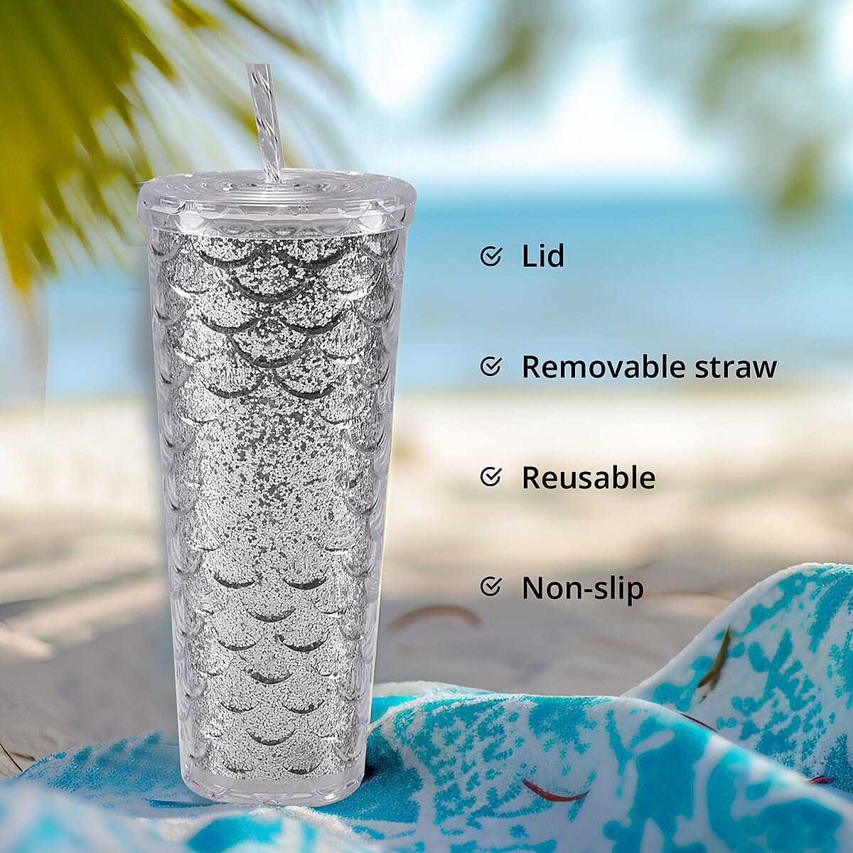 720ML Fish Scale Water Mug - Silver image number 4