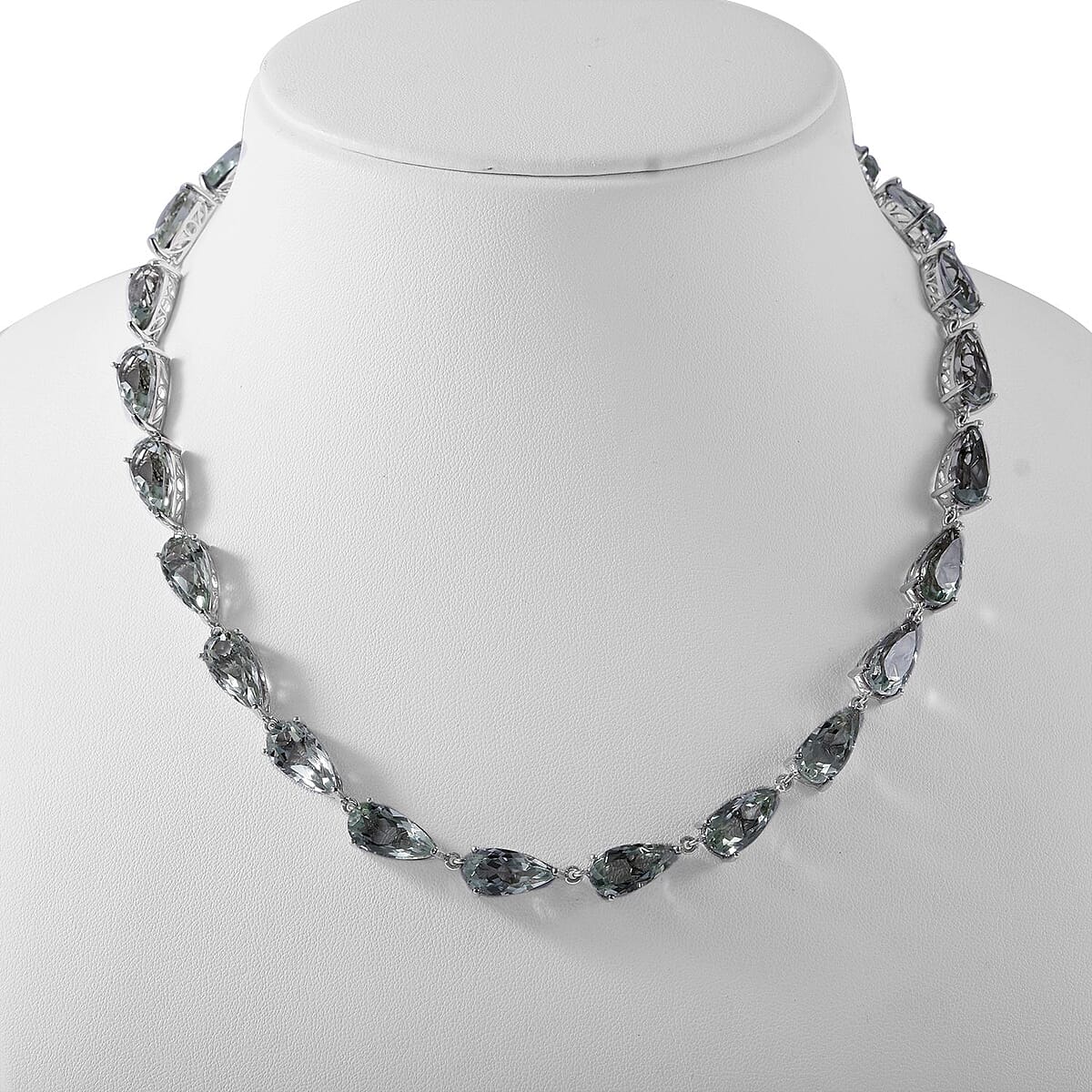 Montezuma Prasiolite Link Necklace 18 Inches in Platinum Over Sterling Silver 84.25 ctw image number 1