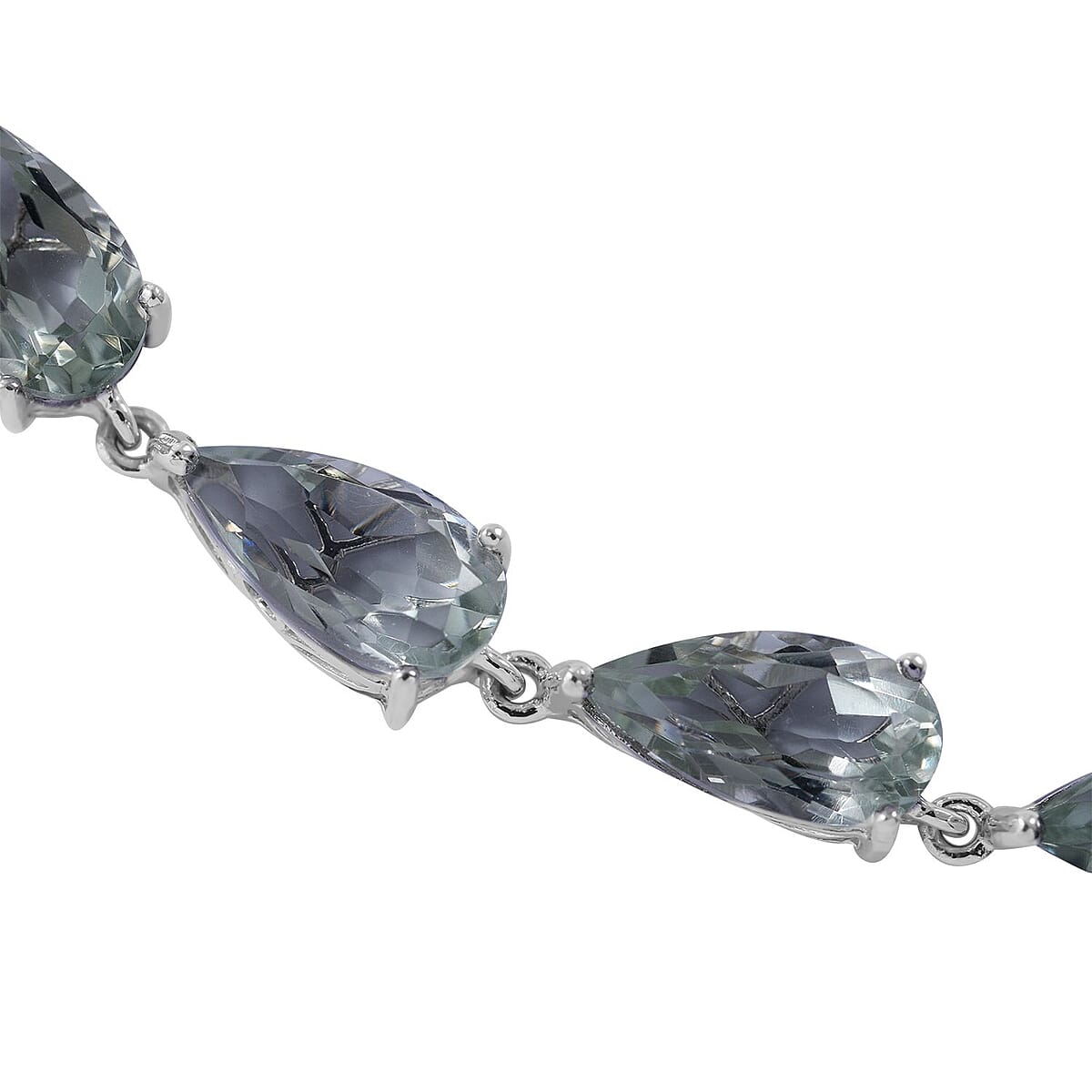 Montezuma Prasiolite Link Necklace 18 Inches in Platinum Over Sterling Silver 84.25 ctw image number 2