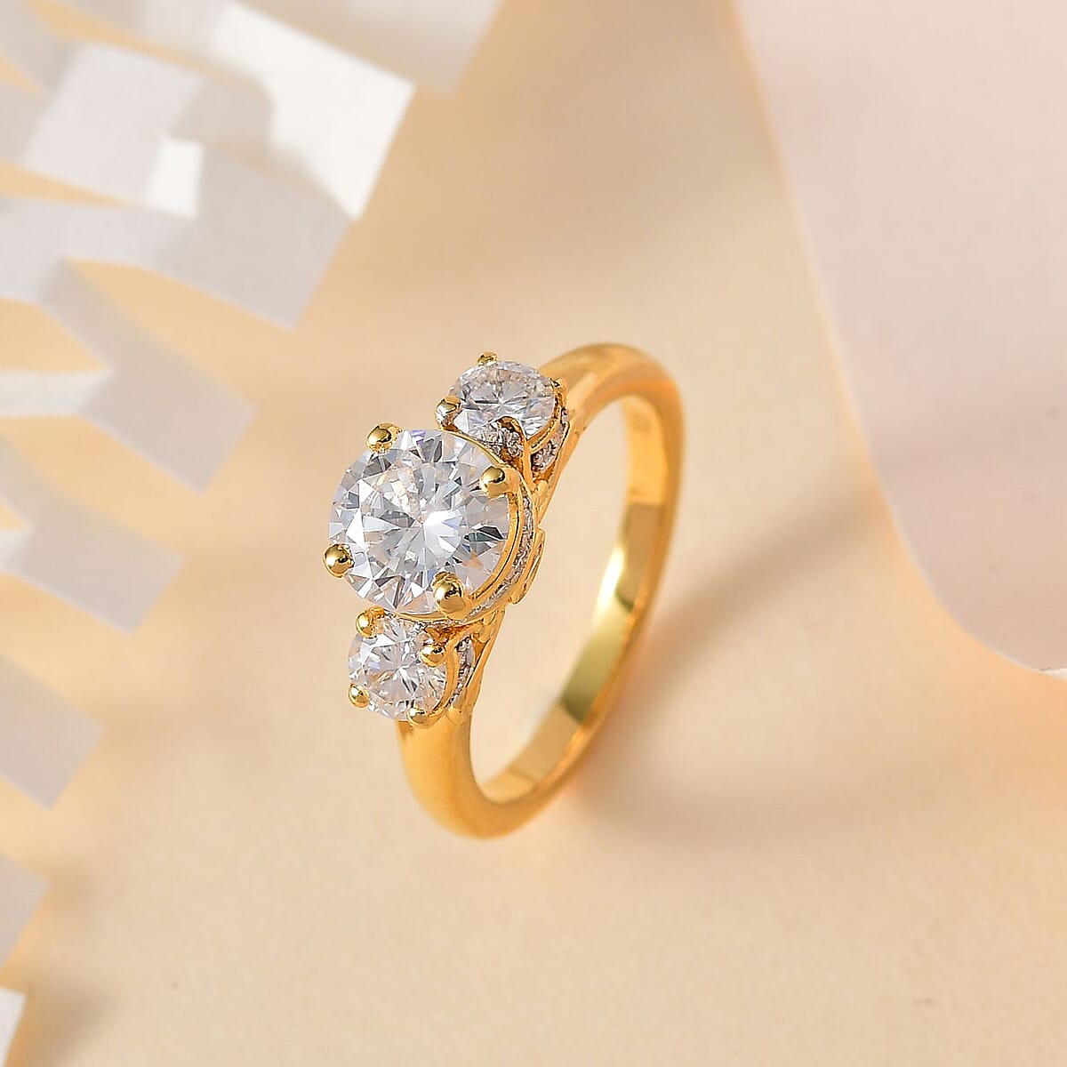 Moissanite Ring in Vermeil Yellow Gold Over Sterling Silver (Size 10.0) 2.00 ctw image number 1