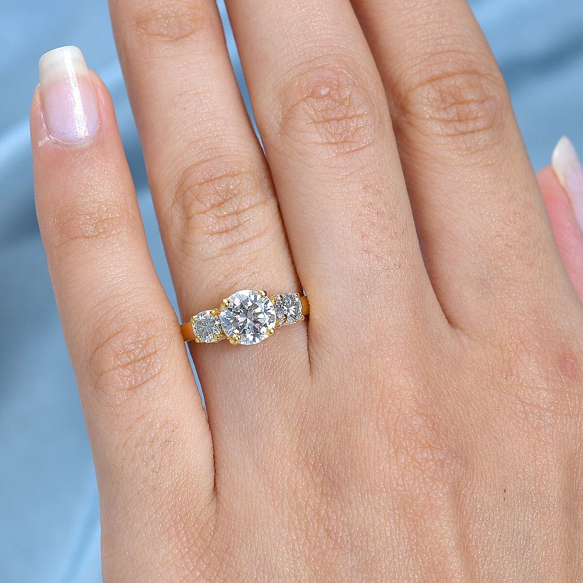 Moissanite Ring in Vermeil Yellow Gold Over Sterling Silver (Size 10.0) 2.00 ctw image number 2