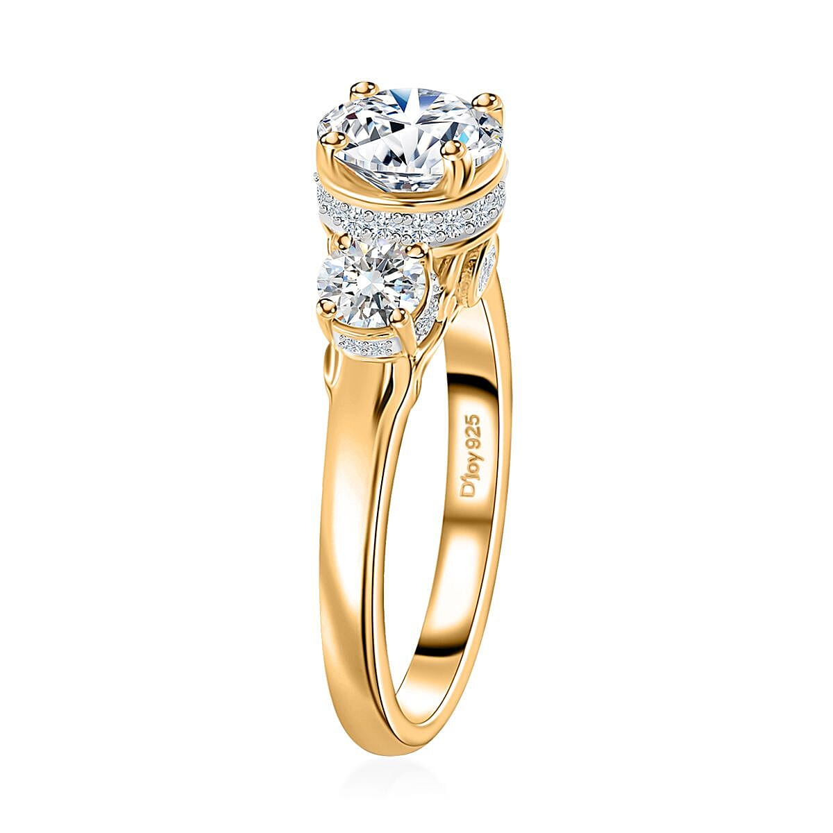 Moissanite Ring in Vermeil Yellow Gold Over Sterling Silver (Size 10.0) 2.00 ctw image number 3