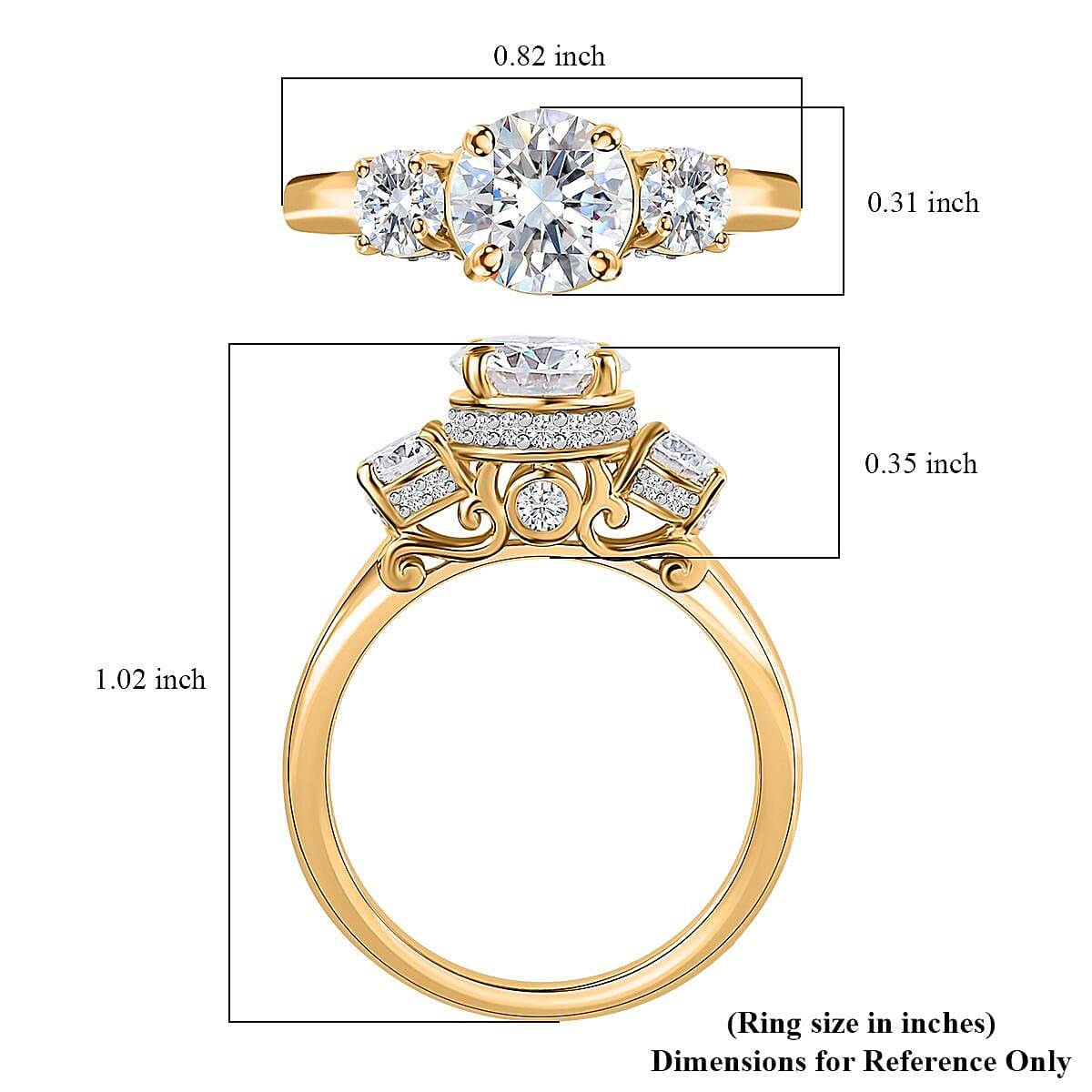 Moissanite Ring in Vermeil Yellow Gold Over Sterling Silver (Size 10.0) 2.00 ctw image number 5