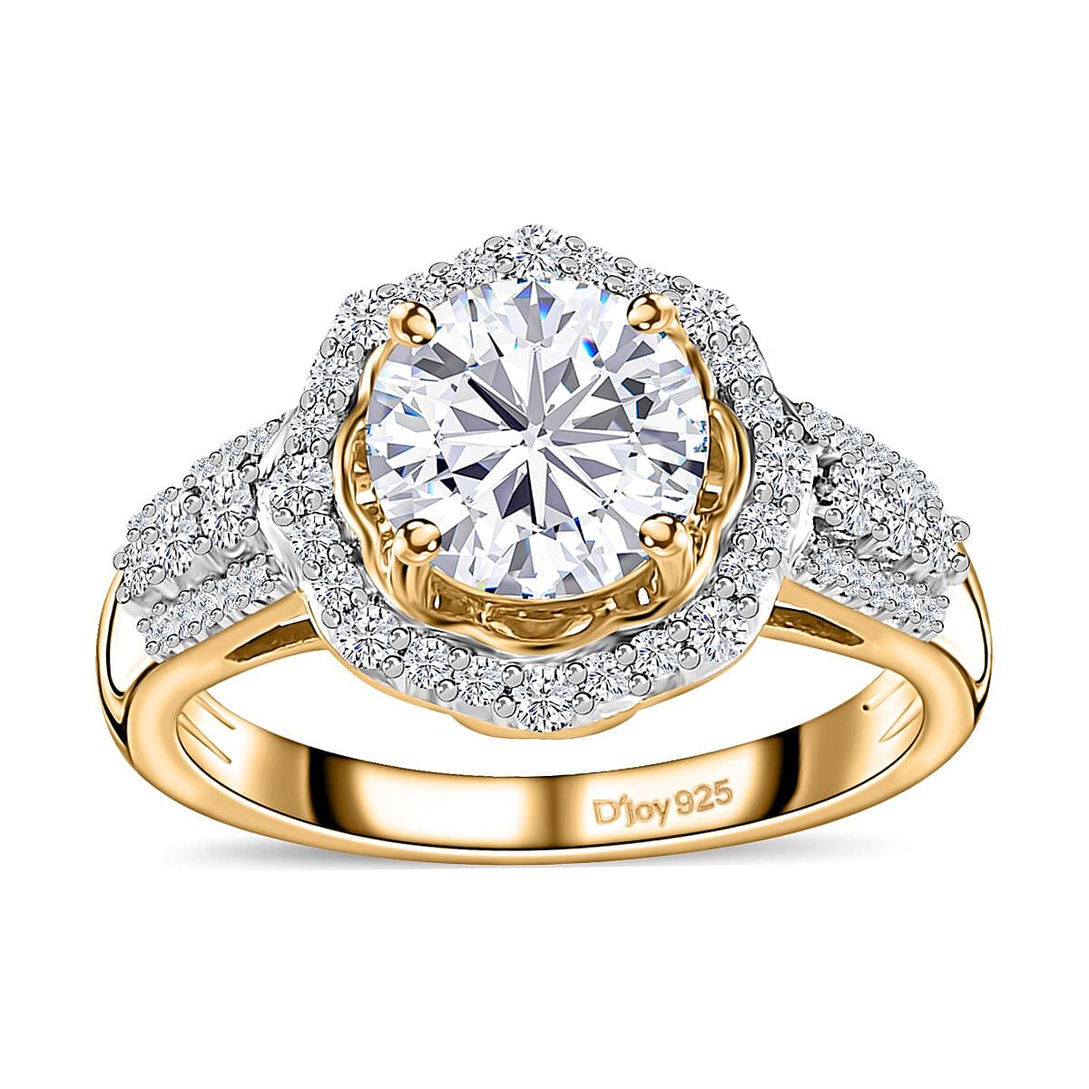 Moissanite Floral Ring in Vermeil Yellow Gold Over Sterling Silver (Size 10.0) 1.80 ctw