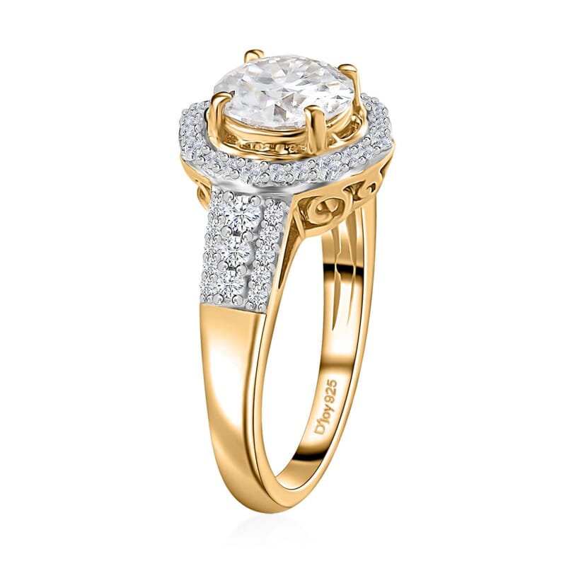 Moissanite Floral Ring in Vermeil Yellow Gold Over Sterling Silver (Size 10.0) 1.80 ctw