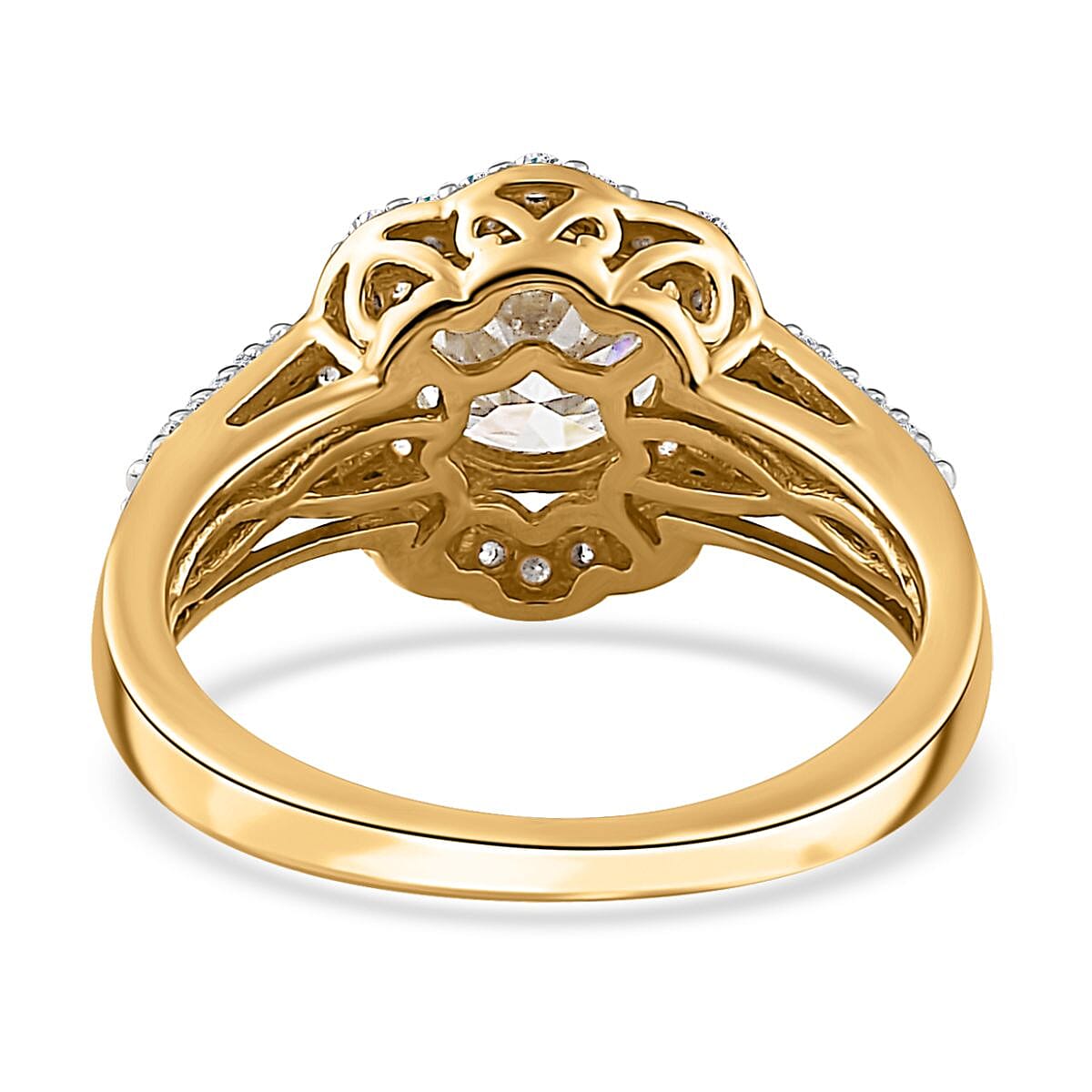 Moissanite Floral Ring in Vermeil Yellow Gold Over Sterling Silver (Size 10.0) 1.80 ctw