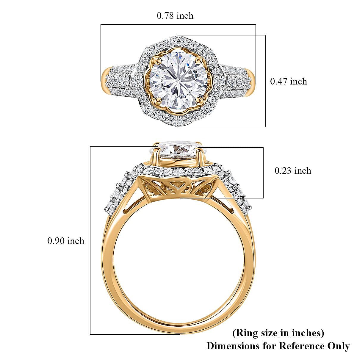 Moissanite Floral Ring in Vermeil Yellow Gold Over Sterling Silver (Size 10.0) 1.80 ctw