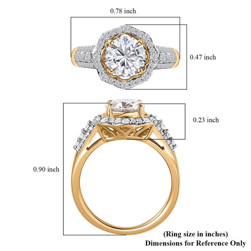 Moissanite Floral Ring in Vermeil Yellow Gold Over Sterling Silver (Size 10.0) 1.80 ctw