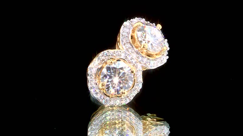 Moissanite 1.85 ctw Floral Stud Earrings in Vermeil Yellow Gold Over Sterling Silver