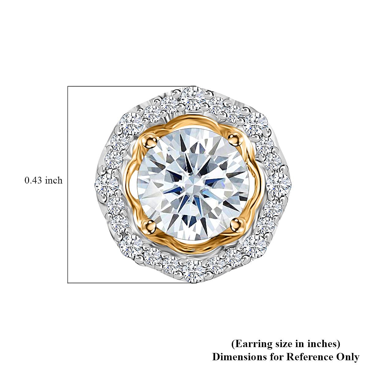 Moissanite 1.85 ctw Floral Stud Earrings in Vermeil Yellow Gold Over Sterling Silver