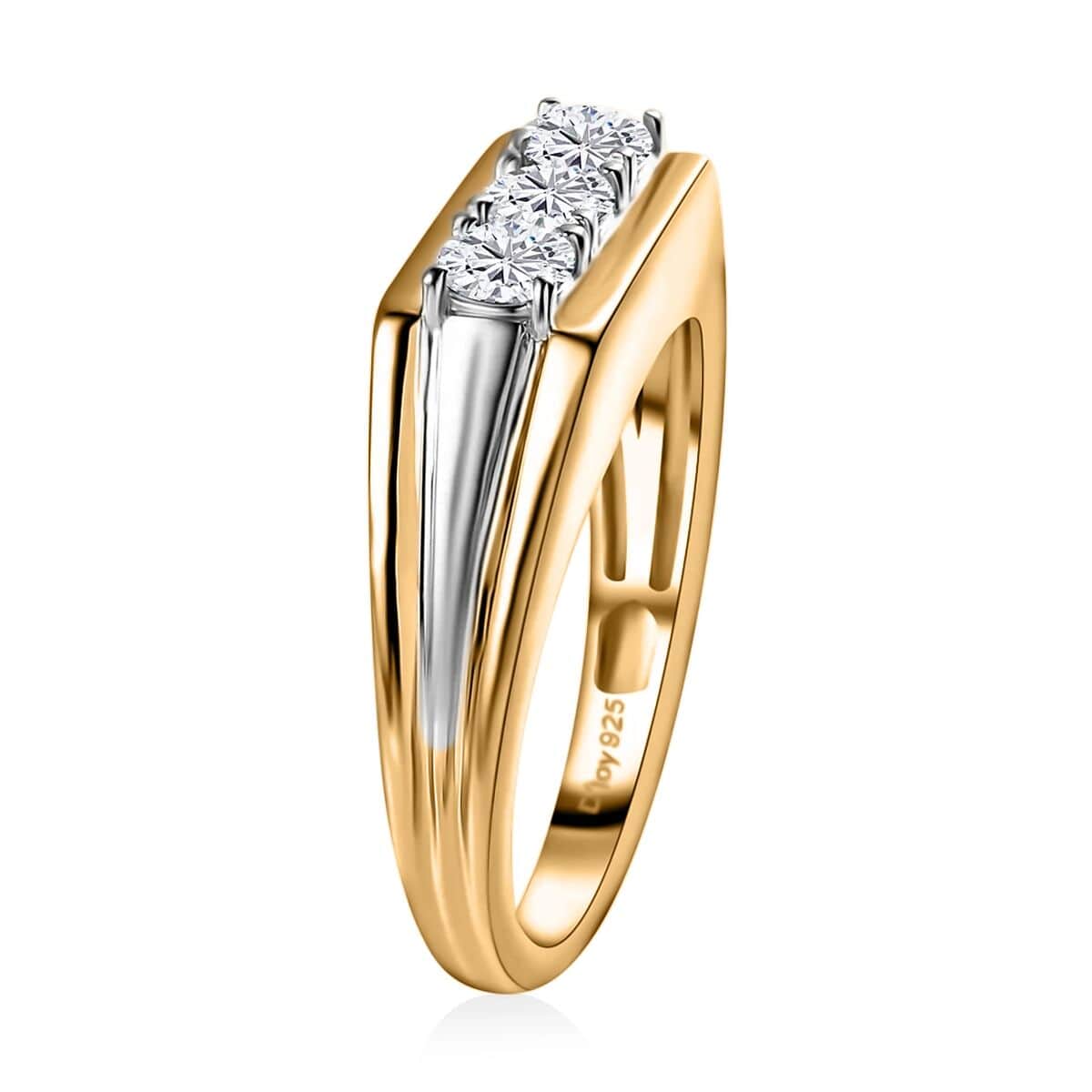 Moissanite Men's Ring in Platinum and Vermeil Yellow Gold Over Sterling Silver (Size 10.0) 0.65 ctw image number 3