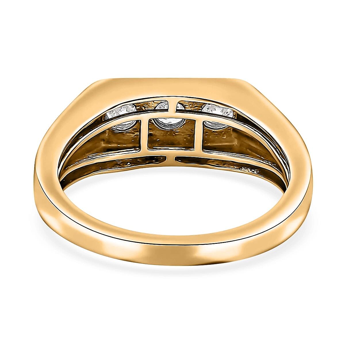 Moissanite Men's Ring in Platinum and Vermeil Yellow Gold Over Sterling Silver (Size 10.0) 0.65 ctw