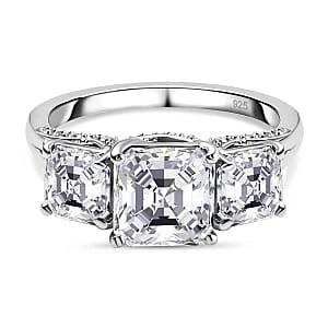 Moissanite 4.76 ctw Ring in Platinum Over Sterling Silver (Size 10)