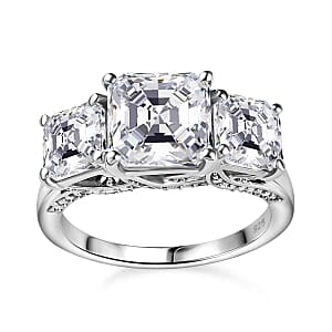 Moissanite 4.76 ctw Ring in Platinum Over Sterling Silver (Size 10)