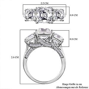 Moissanite 4.76 ctw Ring in Platinum Over Sterling Silver (Size 10)