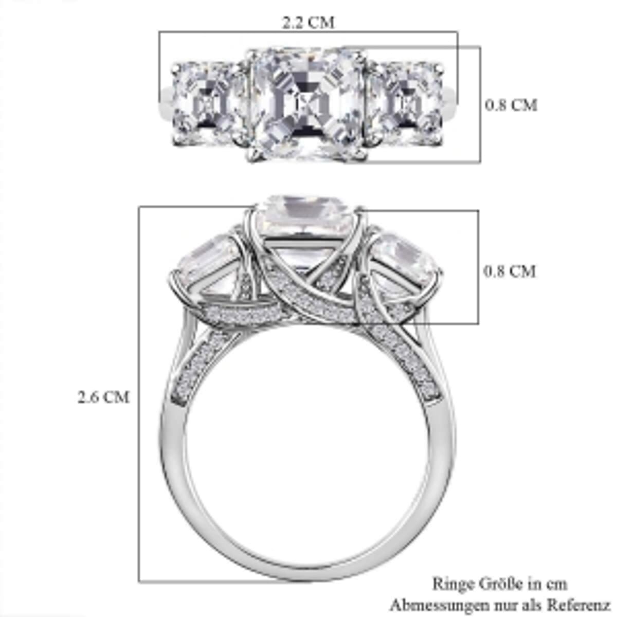 Moissanite 4.76 ctw Ring in Platinum Over Sterling Silver (Size 10) image number 4