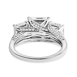 Moissanite 4.76 ctw Ring in Platinum Over Sterling Silver (Size 10)