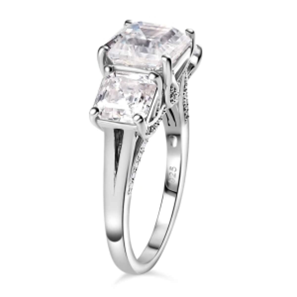 Moissanite 4.76 ctw Ring in Platinum Over Sterling Silver (Size 10) image number 6