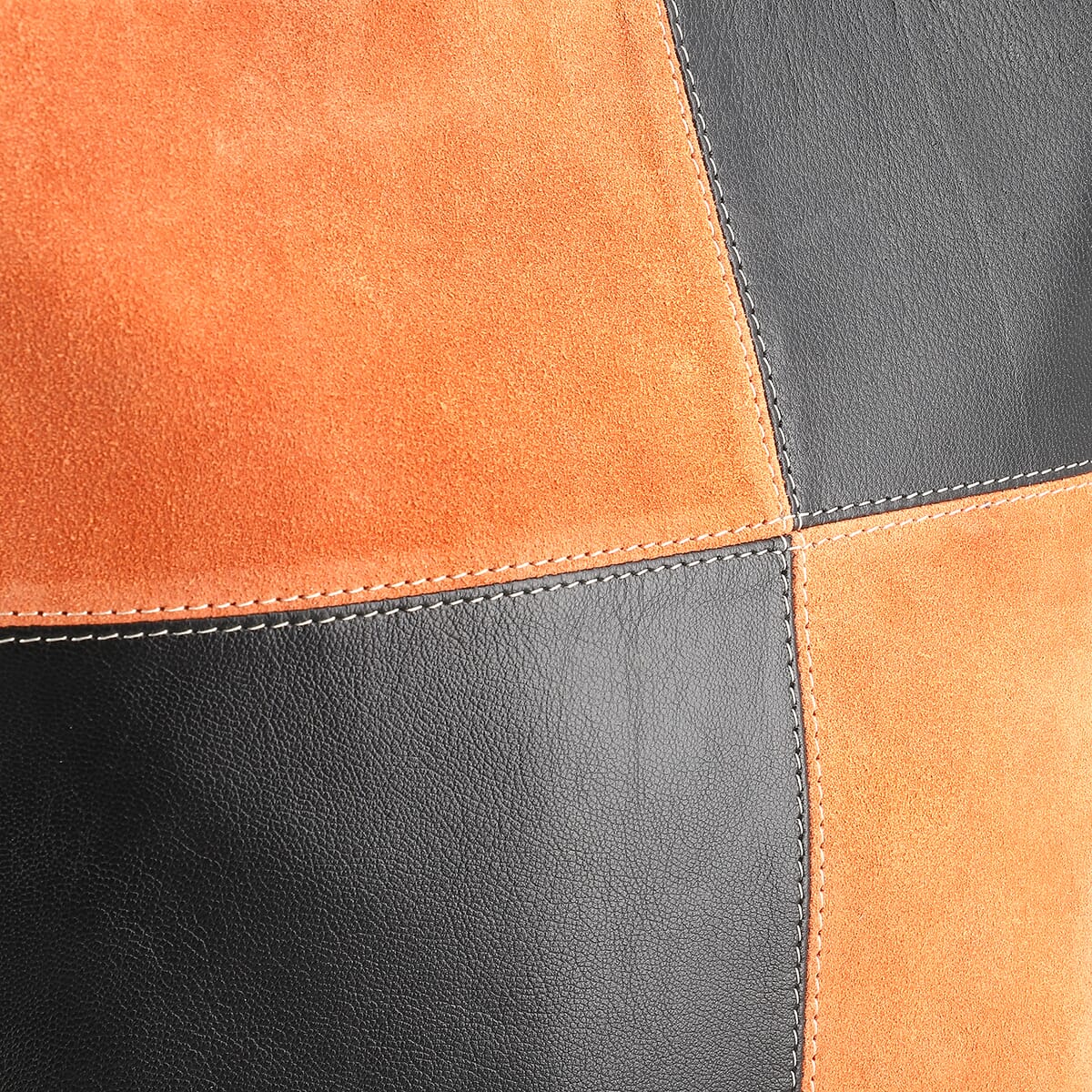 Brown and Dark Tan Genuine Leather Embellishment Tote Bag image number 8