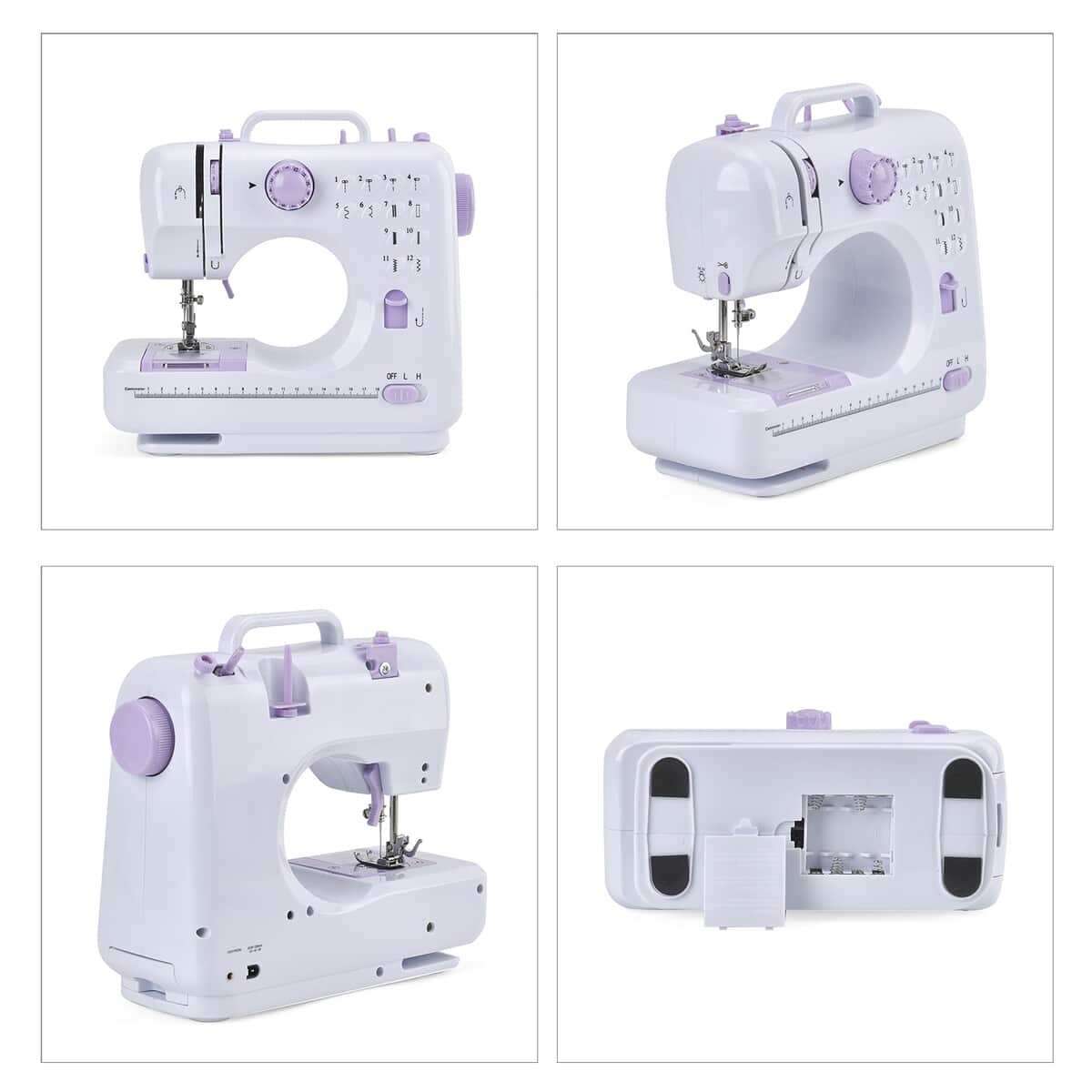 Purple Mini Multifunctional Household Sewing Machine with Template and Sewing Kit image number 3