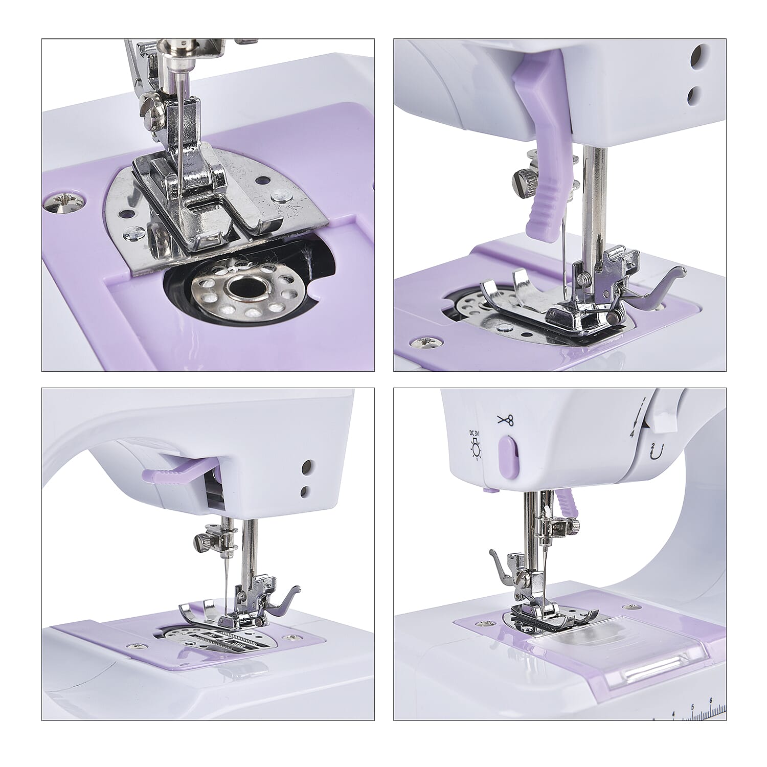 Purple Mini Multifunctional Household Sewing Machine with Template and Sewing Kit