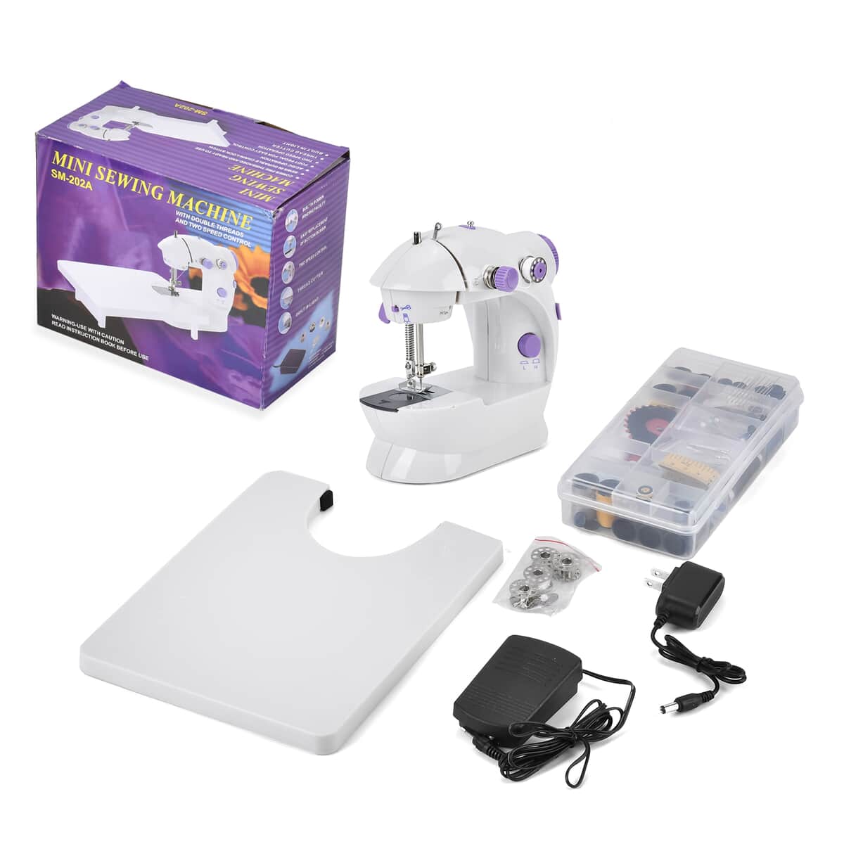 Portable Electric Sewing Machine with Template and Sewing Kit - Purple image number 0