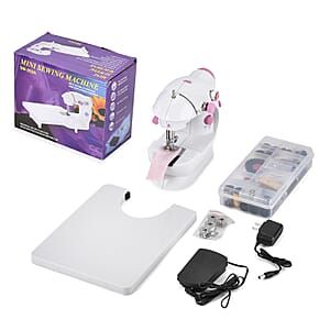Portable Electric Sewing Machine with Extension Table and Sewing Kit, Dual Speed Mini Sewing Machine for Beginners- Pink