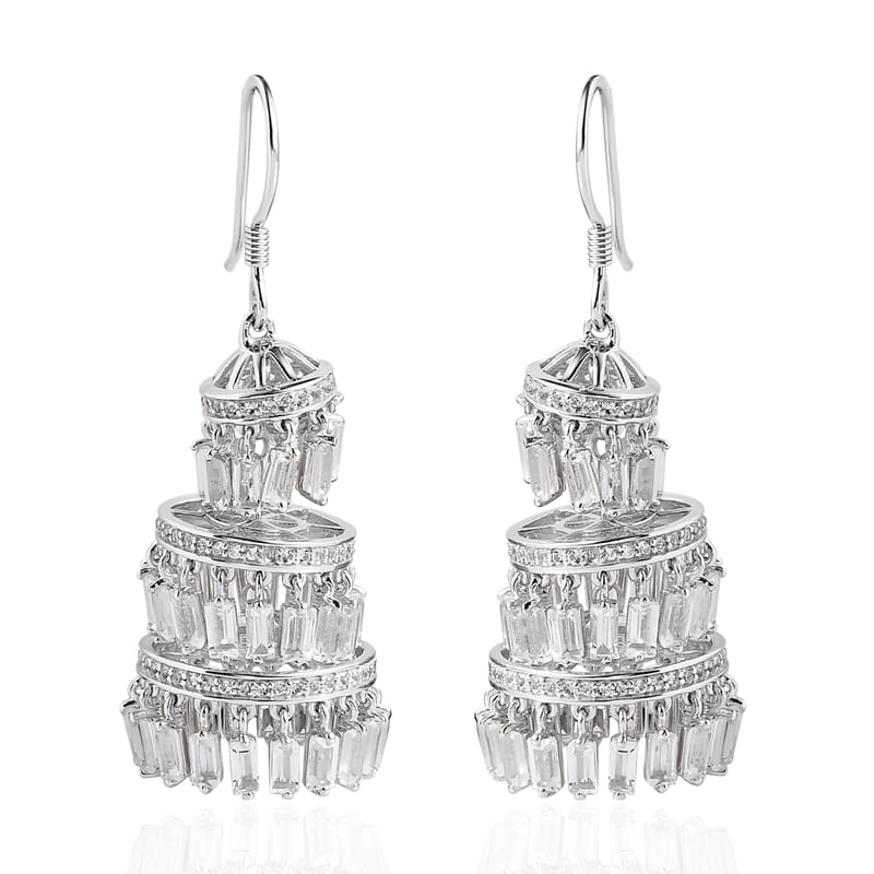 White Topaz 18.85 ctw Earrings in Rhodium Over Sterling Silver