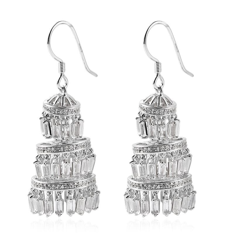 White Topaz 18.85 ctw Earrings in Rhodium Over Sterling Silver