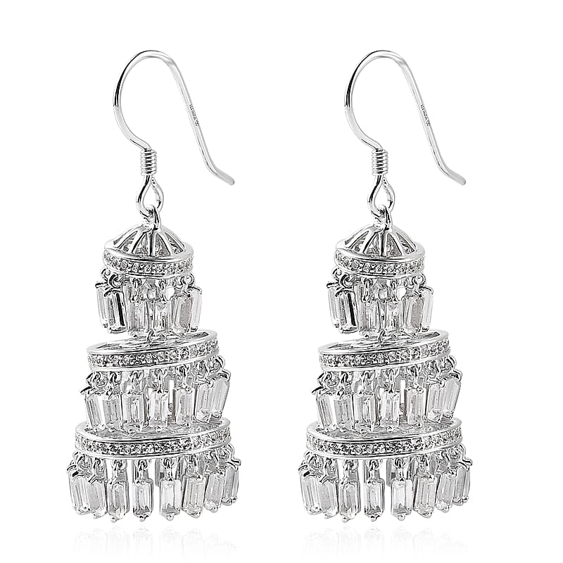 White Topaz 18.85 ctw Earrings in Rhodium Over Sterling Silver