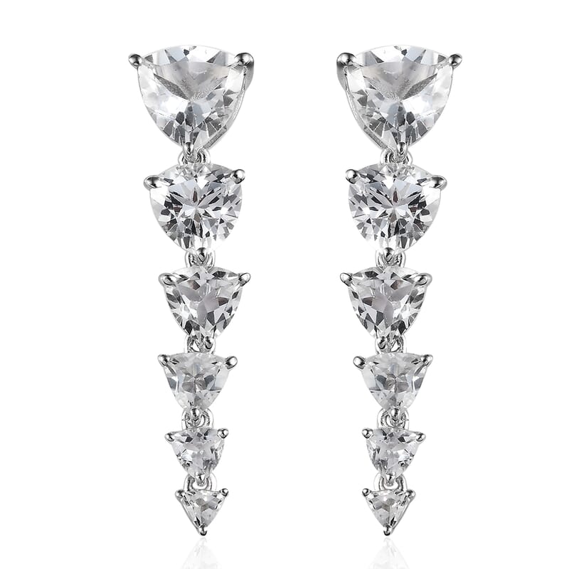 White Topaz 10.75 ctw Earrings in Rhodium Over Sterling Silver