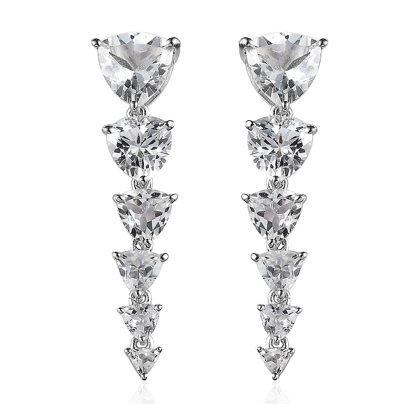 White Topaz 10.75 ctw Earrings in Rhodium Over Sterling Silver