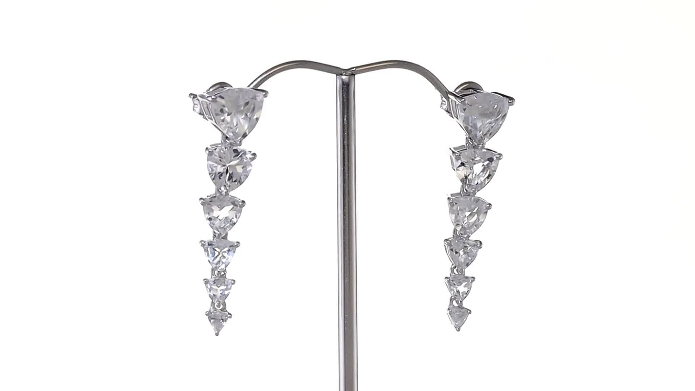 White Topaz Earrings in Rhodium Over Sterling Silver 10.75 ctw