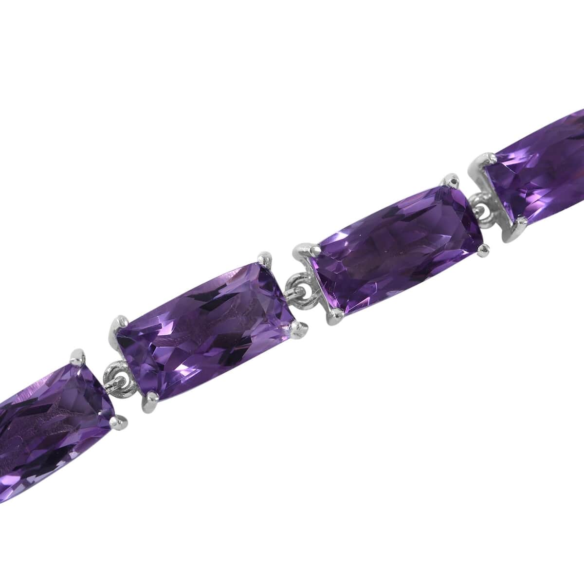 African Amethyst Link Bracelet in Platinum Over Sterling Silver (7.50 In) 45.40 ctw image number 1