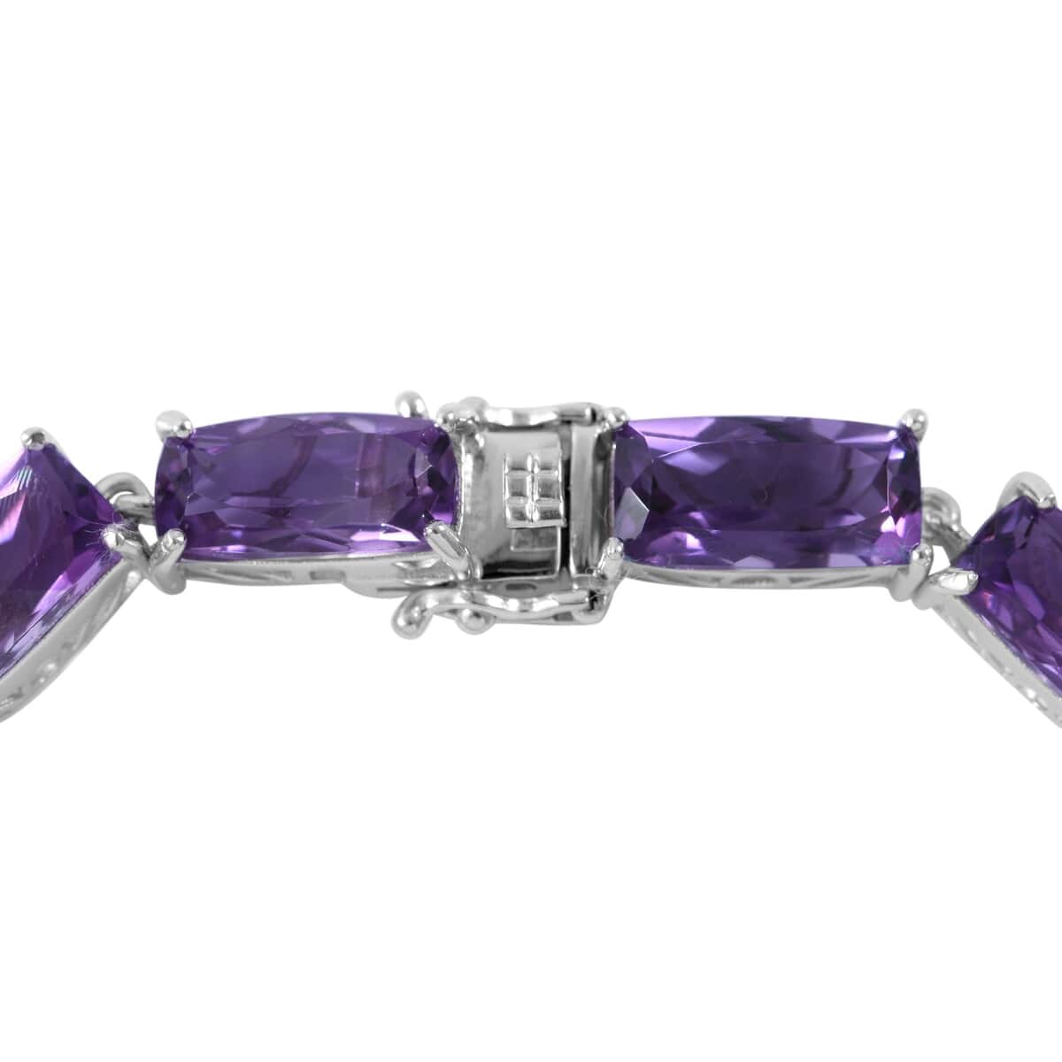 African Amethyst Link Bracelet in Platinum Over Sterling Silver (7.50 In) 45.40 ctw image number 2