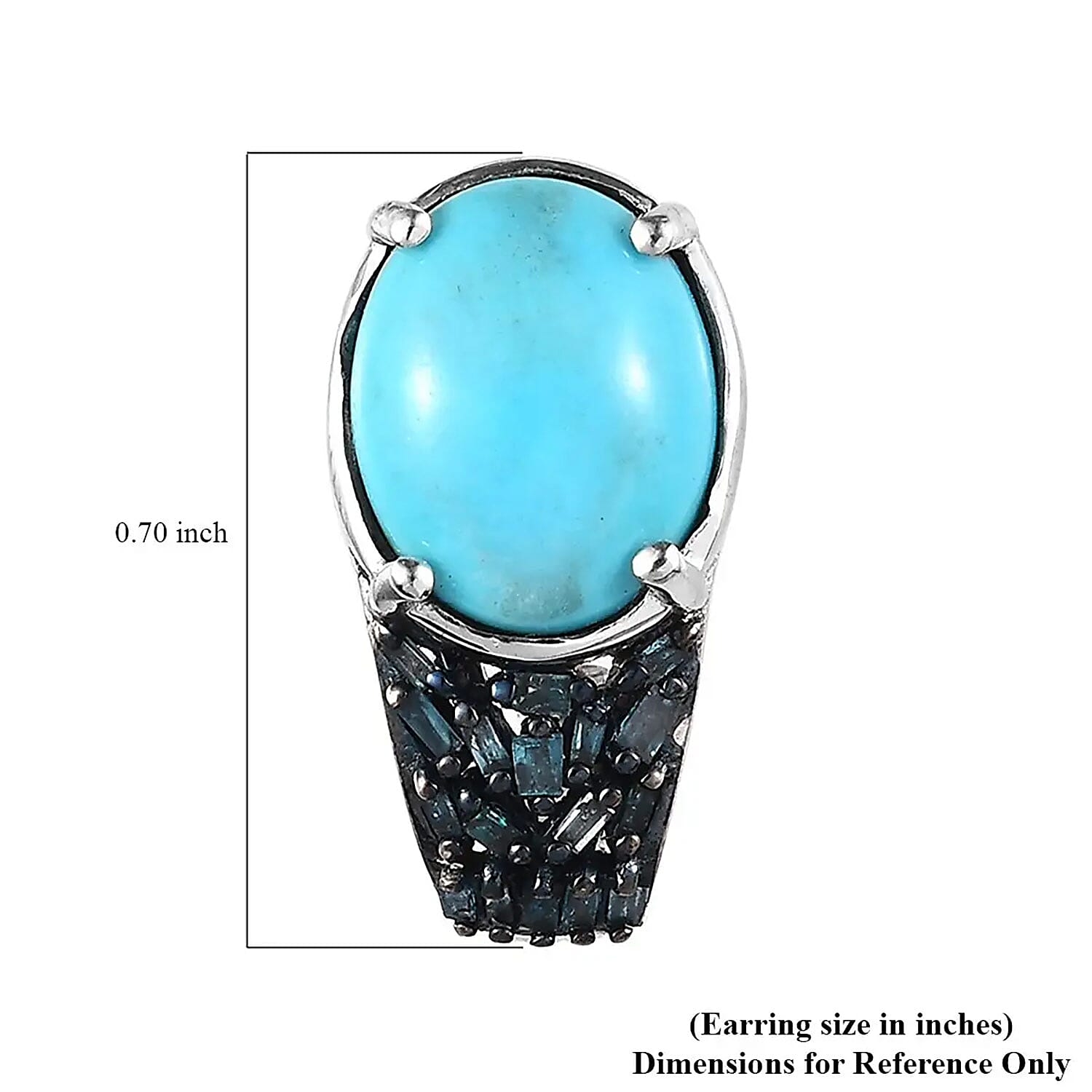 Premium Sleeping Beauty Turquoise and Blue Diamond J-Hoop Earrings in Platinum Over Sterling Silver 4.40 ctw