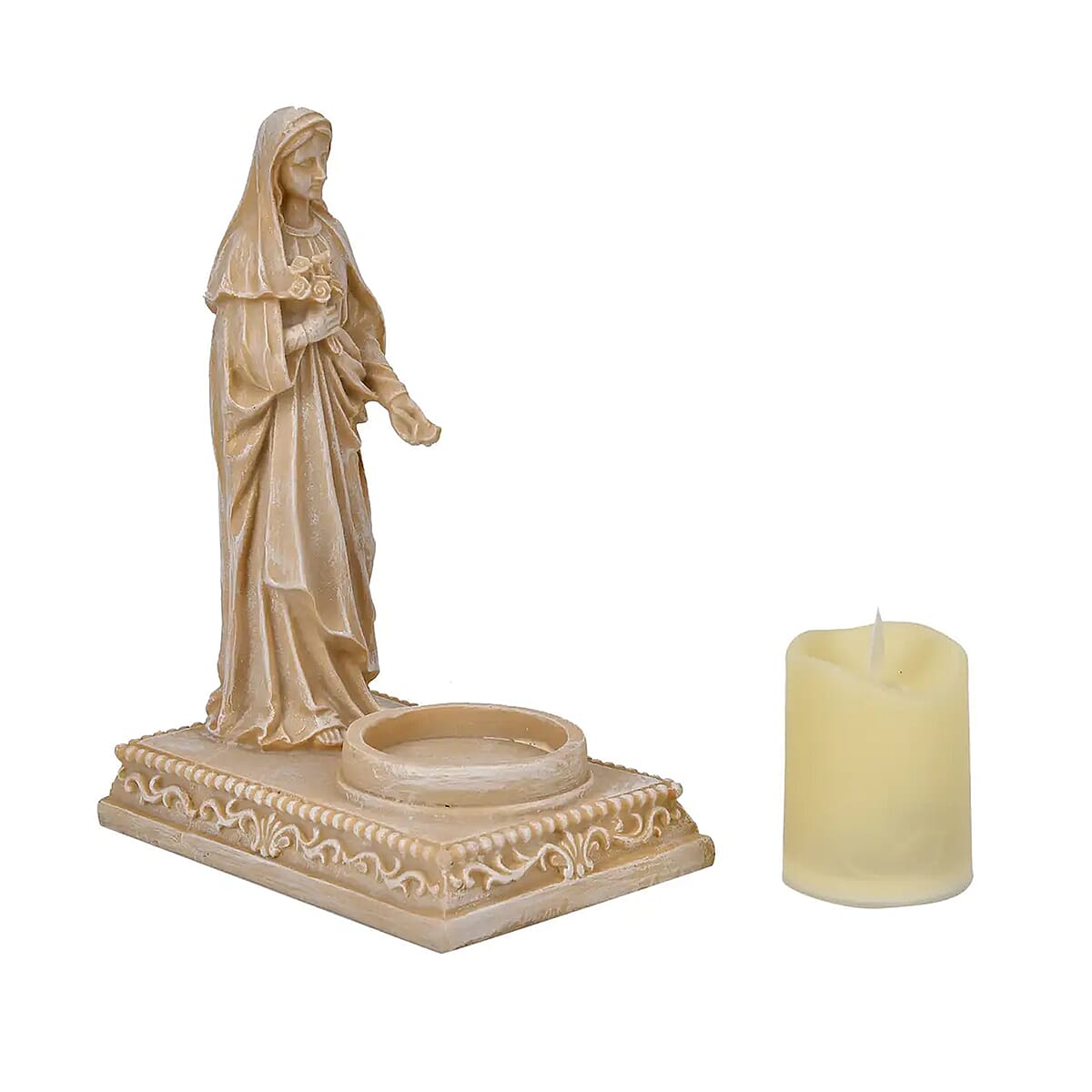Resin Lady of Lourdes Decor with Flameless LED Candle (Powered by CR2032 Lithium Cell Battery) image number 0
