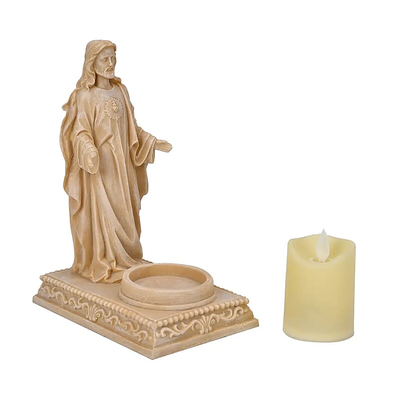 Resin Lady of Grace Decor with Flameless LED Candle (Powered by CR2032 Lithium Cell Battery)