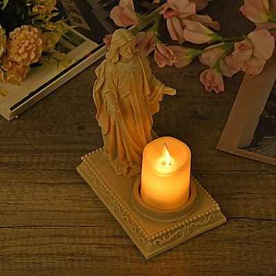 Resin Lady of Grace Decor with Flameless LED Candle (Powered by CR2032 Lithium Cell Battery)