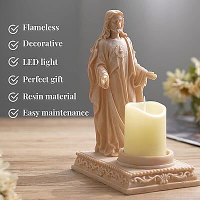Resin Lady of Grace Decor with Flameless LED Candle (Powered by CR2032 Lithium Cell Battery)