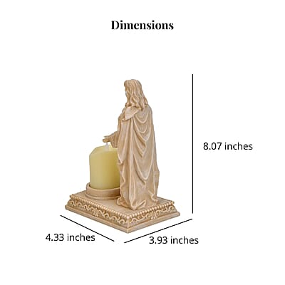 Resin Lady of Grace Decor with Flameless LED Candle (Powered by CR2032 Lithium Cell Battery)