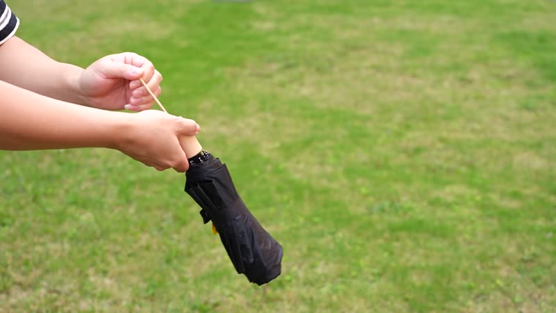 Black Folding Sun Umbrella with 10 Ribs (Inside Black Coating Can Provide UPF 50+ Protection)