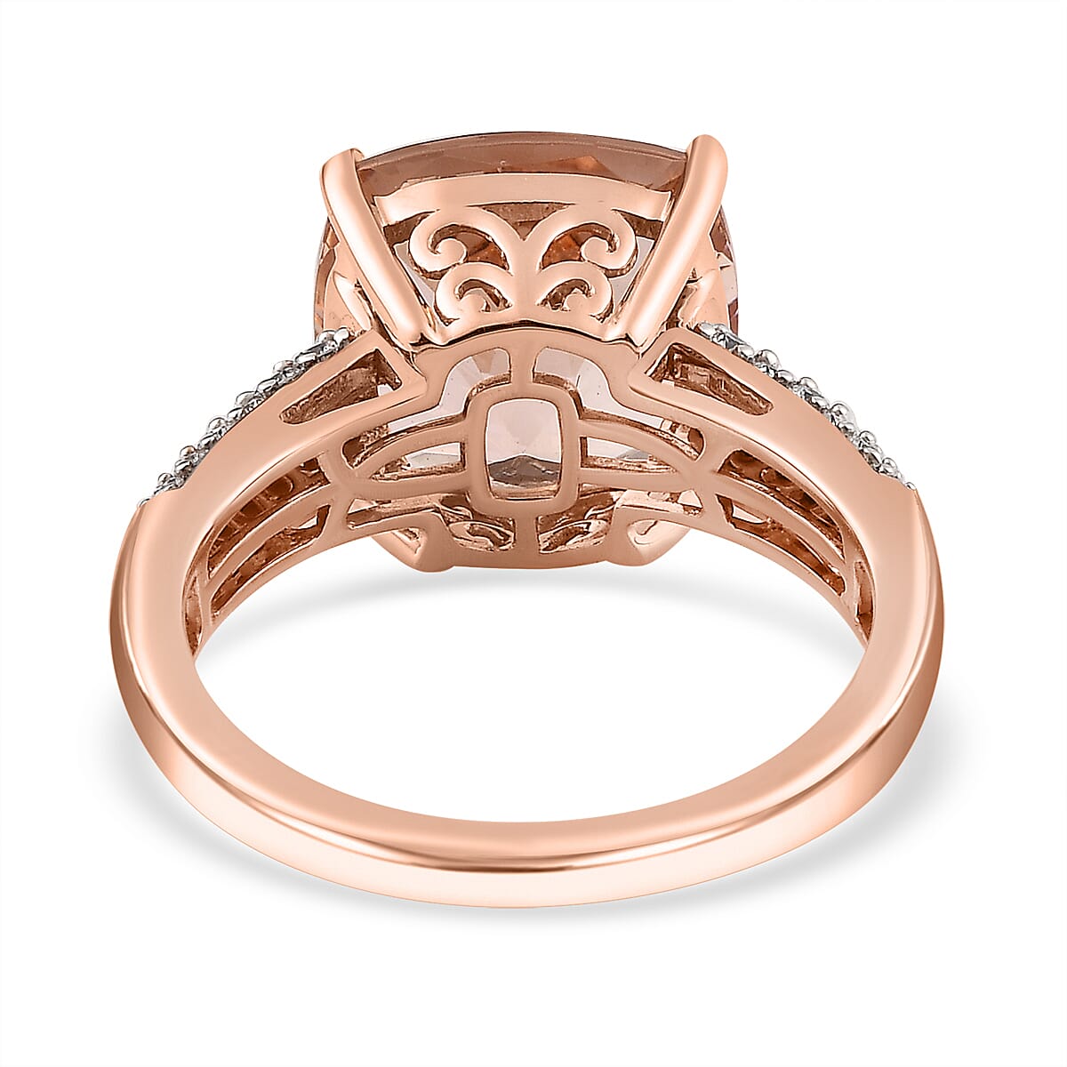 18K Rose Gold AAA Marropino Morganite, Diamond (G-H, SI) Ring (Size 8.0) 6.65 ctw