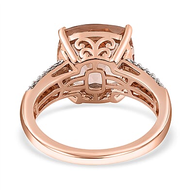 18K Rose Gold AAA Marropino Morganite, Diamond (G-H, SI) Ring (Size 8.0) 6.65 ctw