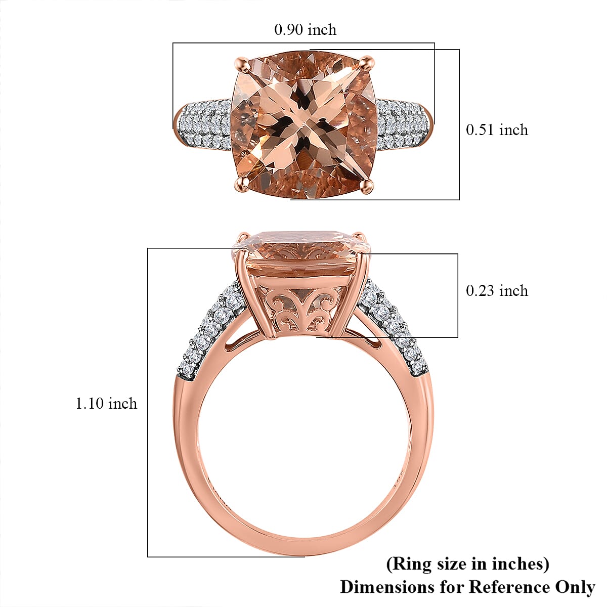 18K Rose Gold AAA Marropino Morganite, Diamond (G-H, SI) Ring (Size 8.0) 6.65 ctw